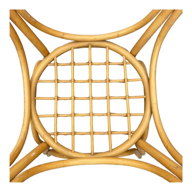 Goldenrod Rattan & Bamboo Dining Table, 1970s For Sale - Image 8 of 9