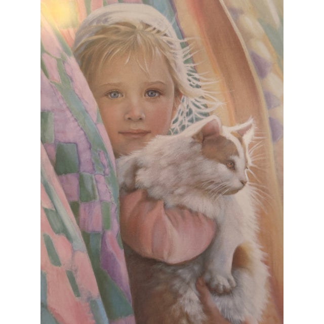 Framed Mark Keathley “Noël” Hand-Signed Print – Child & Cat Portrait For Sale - Image 4 of 10