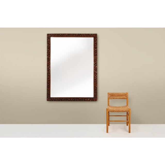 Large Baroque Hand Carved Oak Mirror, France, 1800s For Sale - Image 6 of 11