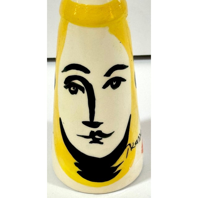 Modern Stamped Edition Padilla “Picasso” Pottery Conical Face Vase, Mexico For Sale - Image 3 of 8