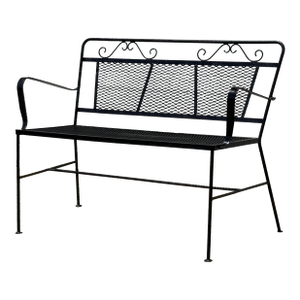 Vintage Woodard Style Wrought Iron Mesh Patio Bench