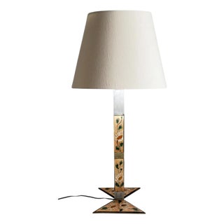 Metal Lamp with Floral Decoration, France, 1970s For Sale