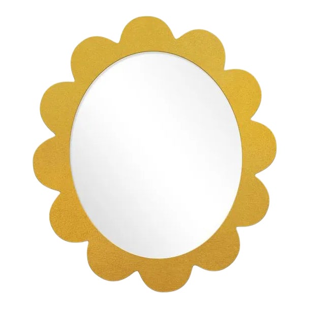 Fleur Home x Chairish Iris Oval Mirror in Gold Leaf, 27x22 | Chairish