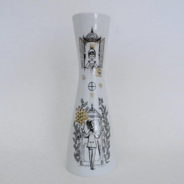 Mid-century porcelain vase by French artist Raymond Peynet (1908-1999) for Rosenthal Studio Linie. The vase features "the...