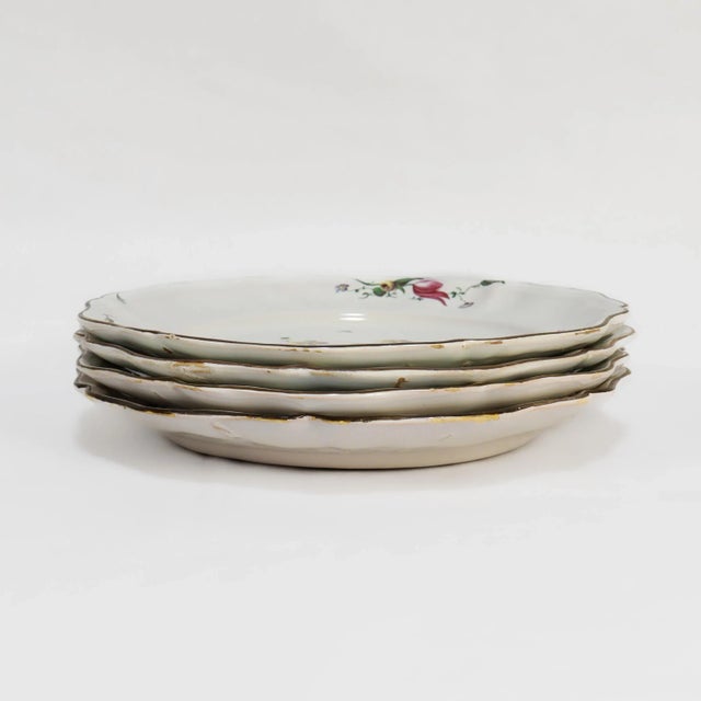 Set of 4 Antique Strasbourg French Faience Floral Plates For Sale - Image 9 of 18