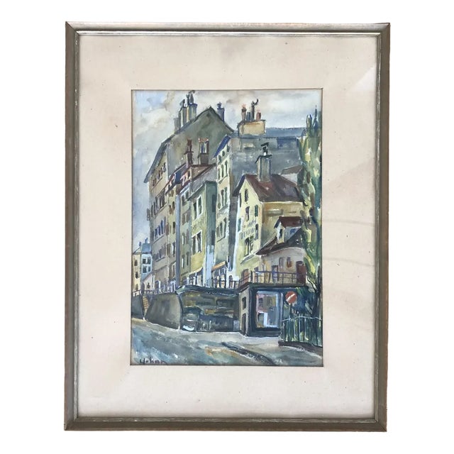 Harry Urban, Les Terreaux, Genève, Watercolor on Paper, Framed For Sale