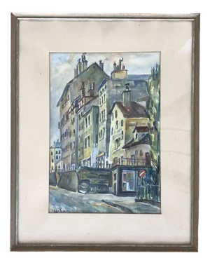 Harry Urban, Les Terreaux, Genève, Watercolor on Paper, Framed
