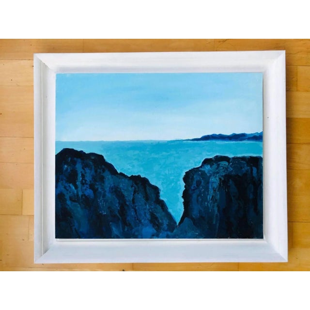 "Evening by the Beach 2" Contemporary Coastal Landscape Acrylic Painting, Framed For Sale - Image 9 of 9