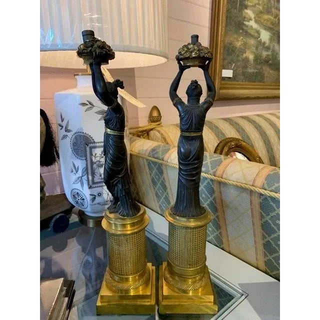 Neoclassical Late 19th Century Empire Style Candelabras- a Pair For Sale - Image 3 of 6