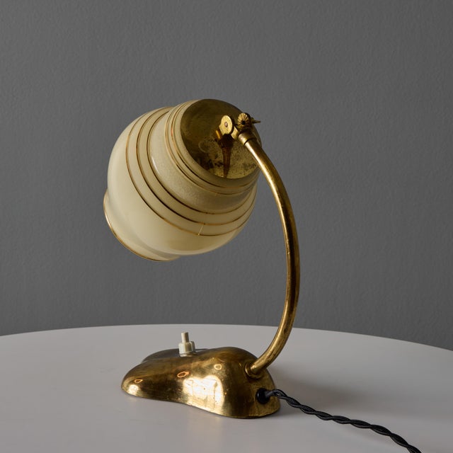 1950s Sculptural Glass and Brass Table Lamp in the Manner of Paavo Tynell for Valinte Oy For Sale - Image 14 of 18