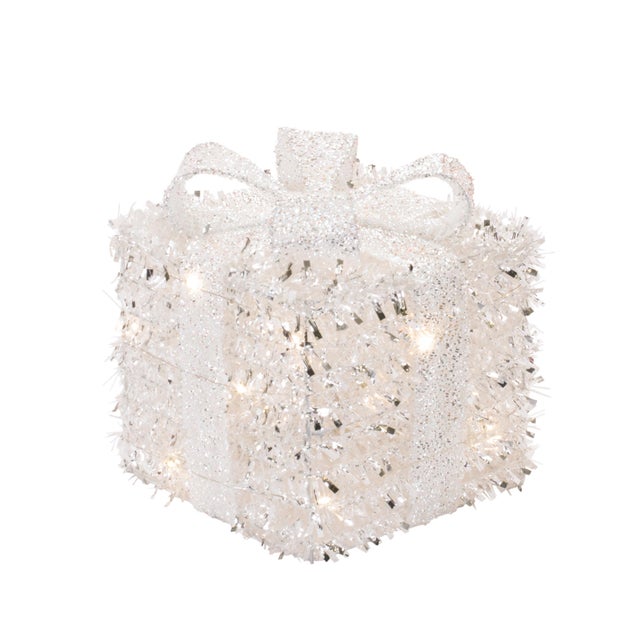 Contemporary LED Tinsel Package with Bow (Set of 3) For Sale - Image 3 of 4