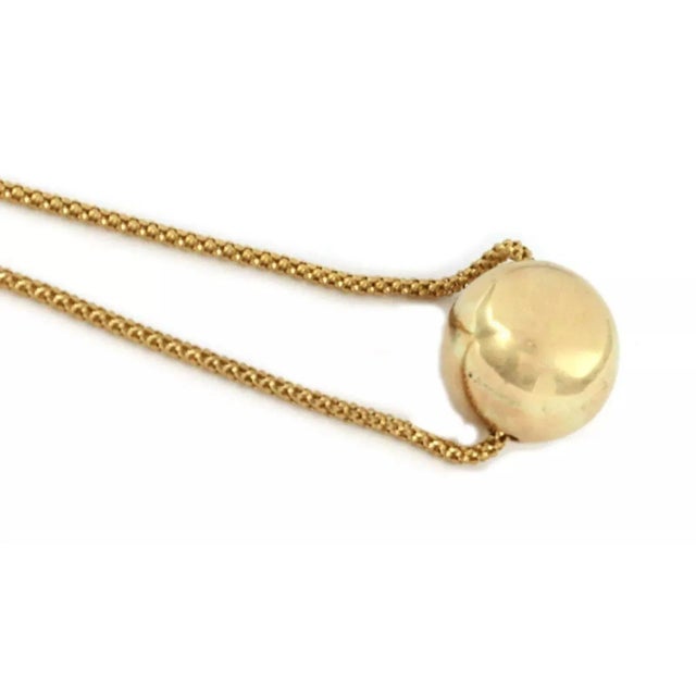 Late 20th Century Diamond Star Burst 14k Yellow Gold Ball Pendant & Flex Mesh Necklace For Sale - Image 5 of 6