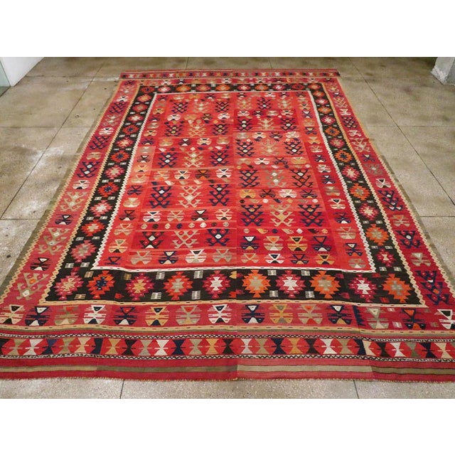 Early 20th Century Galerie Shabab Collection Early 20th Century Handmade Turkish Flatweave Kilim Large Carpet For Sale - Image 5 of 10
