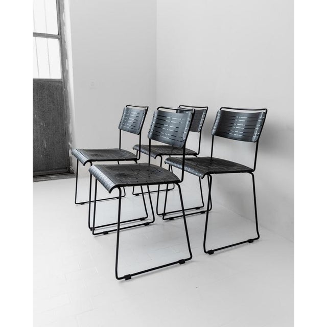 Vintage Dining Chairs in Black Metal and Plastic, 1980s, Set of 4 For Sale - Image 13 of 18