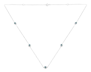 Sterling Silver Treated Blue Color Diamond Station Necklace (1/2 cttw, Blue Color, I2-I3 Clarity)