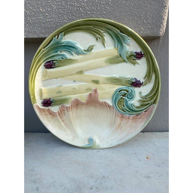 White Majolica Asparagus Plate Keller et Guerin Luneville, circa 1880 For Sale - Image 8 of 8