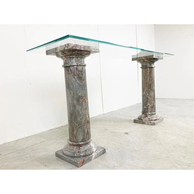 Glass Vintage Marble Console Table, 1960s For Sale - Image 7 of 10