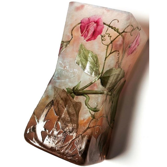 Art Nouveau Vase with Sweet Pea Decor from Daum Nancy, France, 1900 For Sale - Image 6 of 7