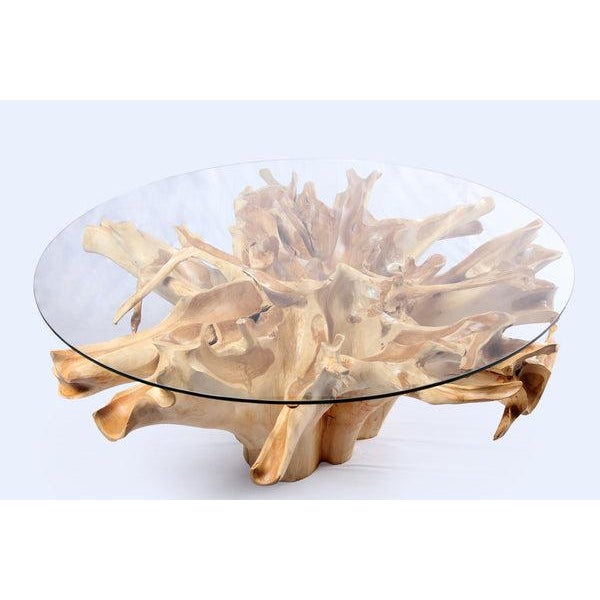 Contemporary Round Teak Root Dining Table 4 For Sale - Image 3 of 6