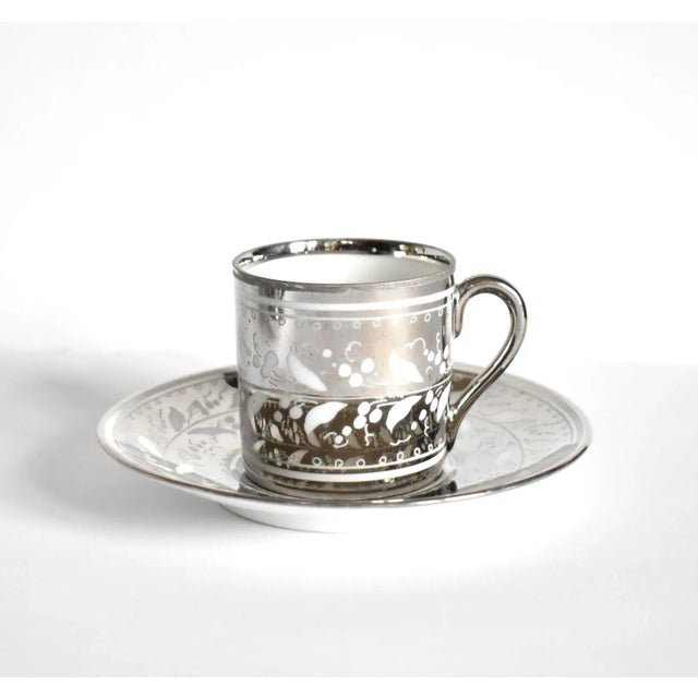 Georgian Silver Luster Coffee Cups & Saucers - Service for 6 For Sale - Image 4 of 12