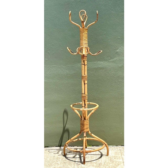 Late 20th Century Vintage Italian Rattan Coat Rack For Sale - Image 5 of 14