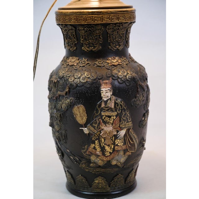 Chinese Lamp with Detailed Carvings and Motif, 1920s For Sale - Image 6 of 8