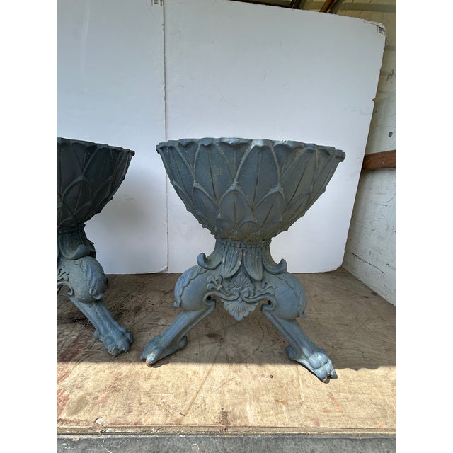 1940s Rare Neoclassical Antique Garden Urns- A Pair For Sale - Image 5 of 17