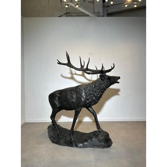Black Vintage Bronze Stag Sculpture For Sale - Image 8 of 9