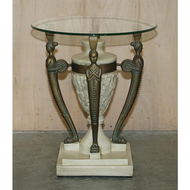Vintage Egyptian Revival Side Tables with Glass Tops, Set of 2 For Sale - Image 15 of 18