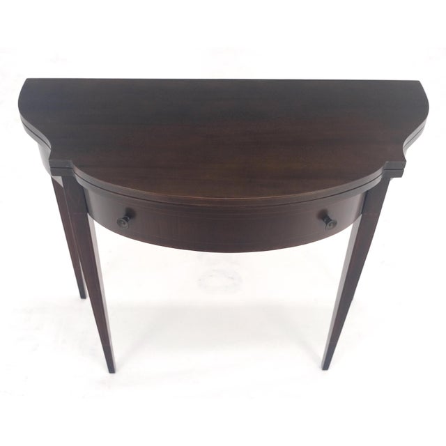 Flip Top Mahogany One Drawer Console Game Sofa Breakfast Top MINT For Sale - Image 4 of 18