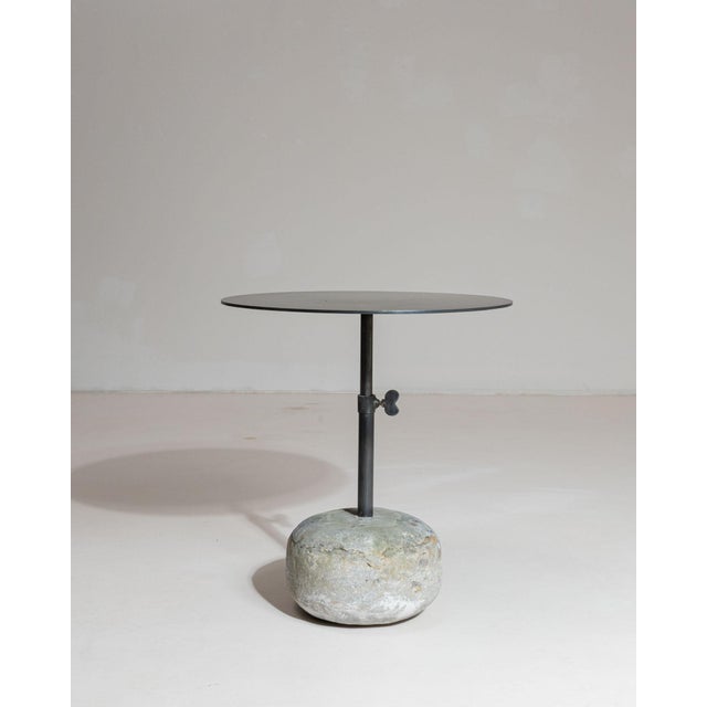 Charcoal 21st Century Poland Deep Charcoal Grey Round Stone-Base Side Table For Sale - Image 8 of 10