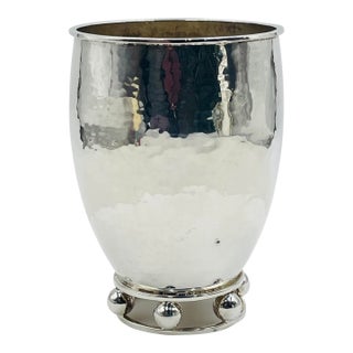 1980s Emilia Castillo Hammered Silver Vase With Sculptural Orb Base, Mexican Modernism For Sale