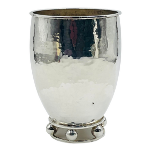 1980s Emilia Castillo Hammered Silver Vase With Sculptural Orb Base, Mexican Modernism