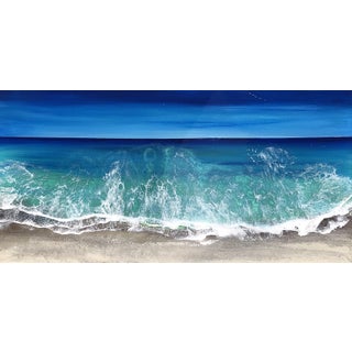 Ocean Waves #06 by Ana Hefco | Mixed Media on Canvas Ocean waves crashing on a sandy beach. For Sale