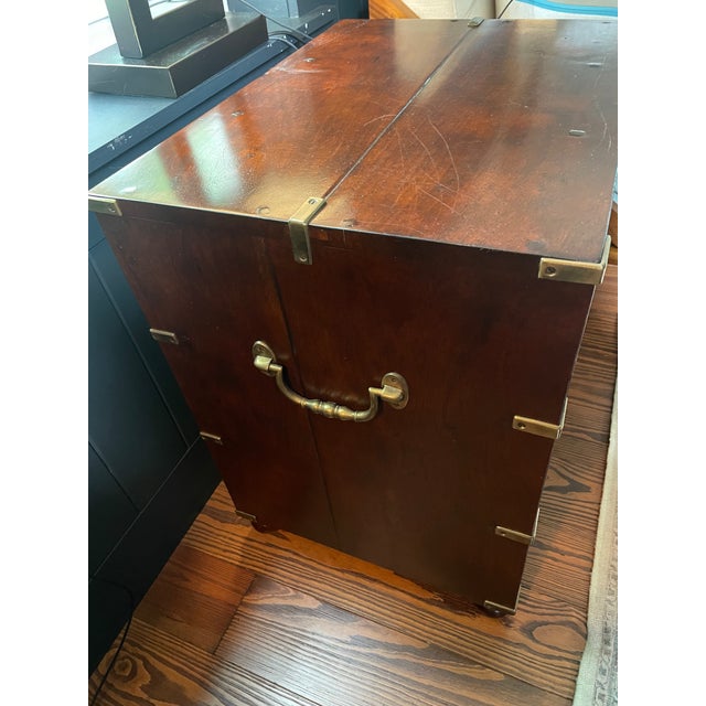 Mid 20th Century Solid Wood Campaign 3-Drawer Dresser / Bedside Table / End Table - Set of 2 For Sale - Image 15 of 17