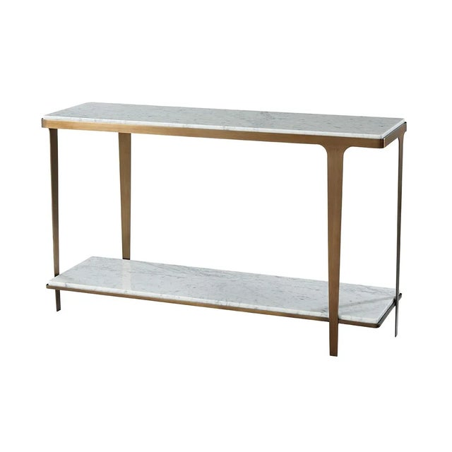 Art Deco Pair of Art Deco Style White Marble Top Consoles For Sale - Image 3 of 8