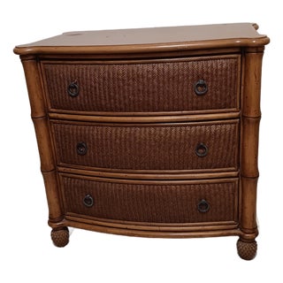 1980s Tropical Tommy Bahama Style Bachelor Chest Brown Wood 3 Drawer For Sale