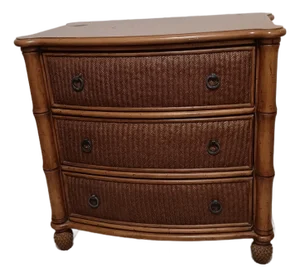 1980s Tropical Tommy Bahama Style Bachelor Chest Brown Wood 3 Drawer