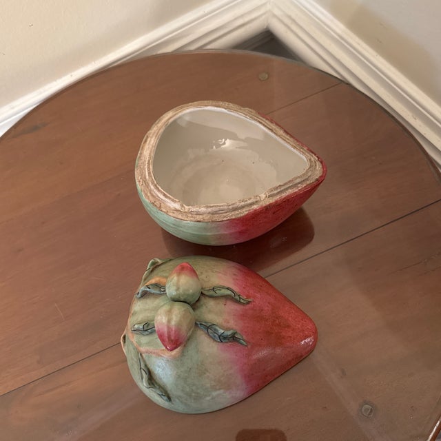 Antique 19th Century Chinese Export Porcelain Altar Temple Fruit Offering Box Mango For Sale - Image 4 of 8