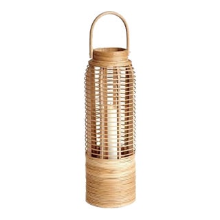 Small Rattan Cylinder Candle Holder For Sale