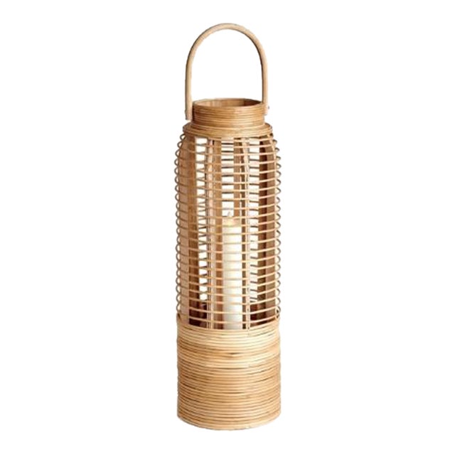 Small Rattan Cylinder Candle Holder For Sale