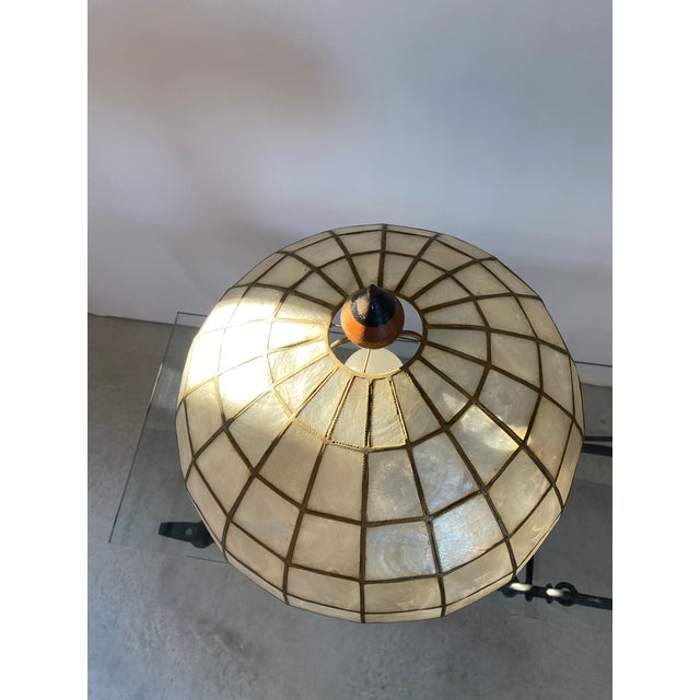 Danish Modern Table Lamp, Walnut Base With Capiz Shell Shade, 1960s For Sale - Image 14 of 16