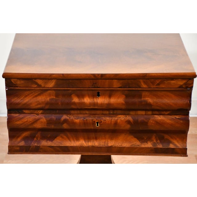 American 1880s Antique American Empire Crotch Mahogany Work Table / Side Table For Sale - Image 3 of 13