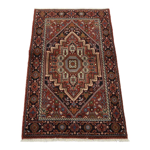 Goltogh Rug 2’7” X 4’1” Red Wool Vintage Traditional Hand-Knotted Carpet For Sale