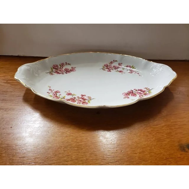 Vintage Arpo Oval Porcelain China Platter With Flowers Motif, Made in Romania For Sale - Image 4 of 4