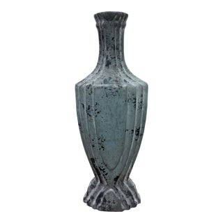Vintage Pottery Vase With Mottled Glaze For Sale