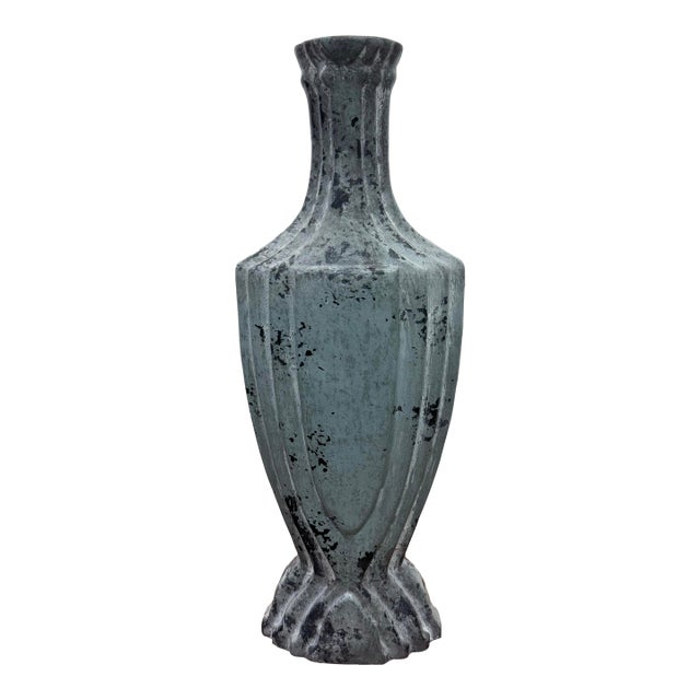Vintage Pottery Vase With Mottled Glaze For Sale