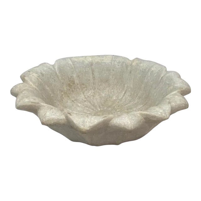Carved Marble Lotus Bowl For Sale