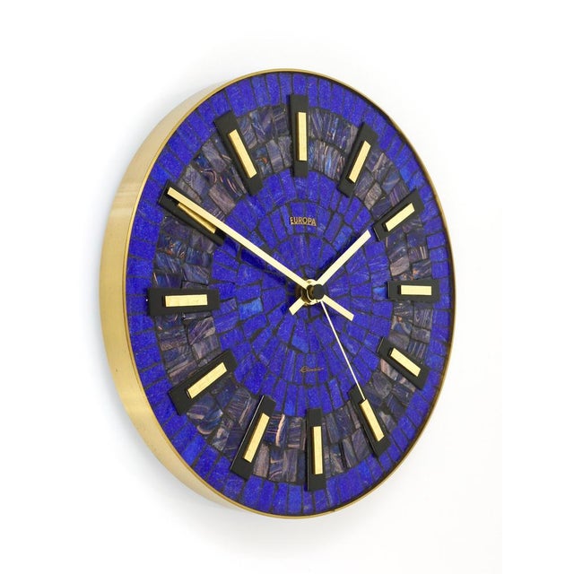 Modern German Blue Mosaic Wall Clock, 1950s For Sale - Image 9 of 18