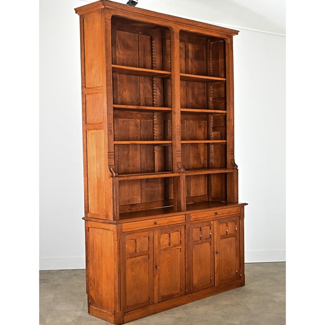French Mid 20th Century Oak Bookcase For Sale - Image 9 of 14